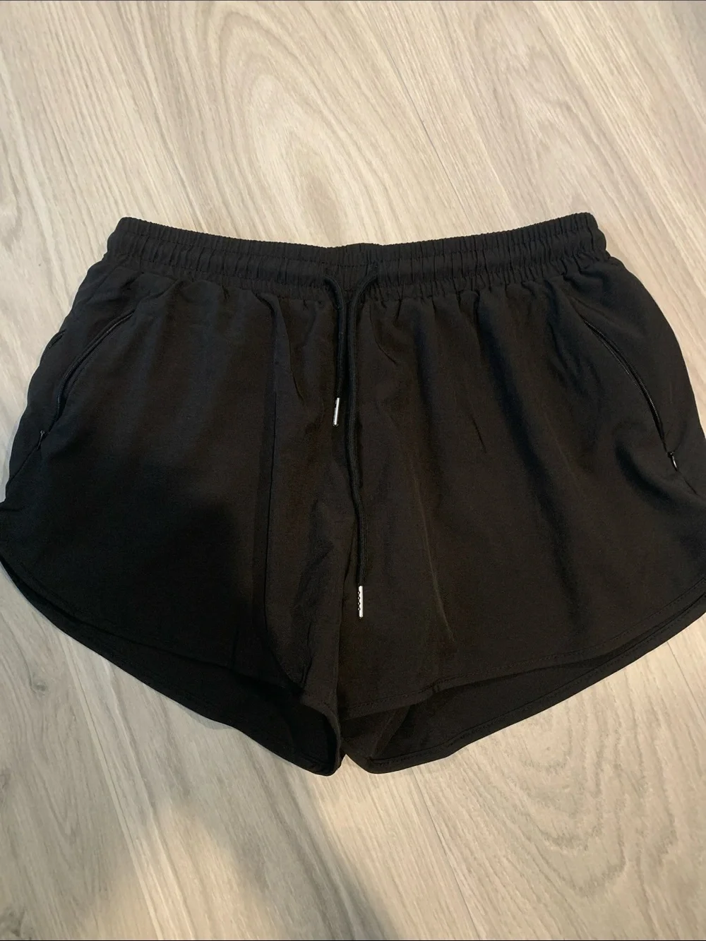 Women's Black Performance Drawstring Athletic Shorts with Pockets